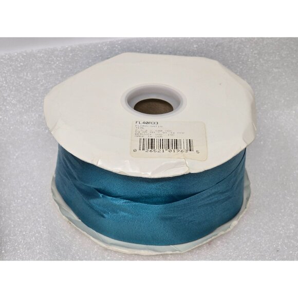 Flora-Satin Double Face Ribbon 100 Yds Waterproof Teal Berwick - Picture 2 of 2